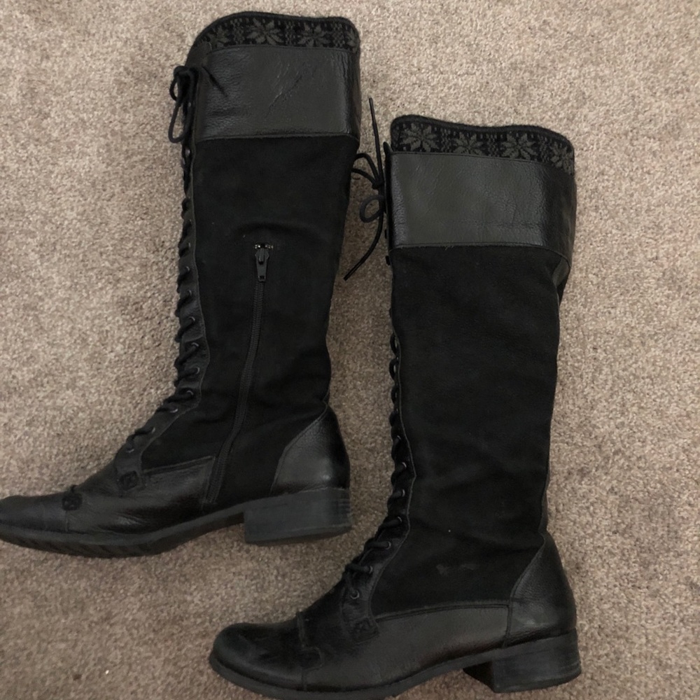- Black over the knee combat boots